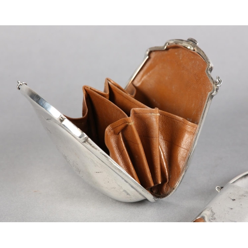 204 - A GEORGE V SILVER EVENING PURSE, Birmingham 1919 G Aspley, monogramed to the front REP with fitted b... 