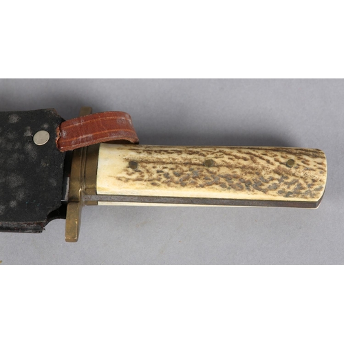 105 - A BOWIE KNIFE BY J E MIDDLETON & SONS ROCKINGHAM ST SHEFFIELD, clipped-back blade with filed back ed... 