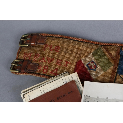 110 - A WWI KING OWN YORKSHIRE LIGHT INFANTRY POW EMBROIDERED BELT TO PTE M PAVEY, 984 cross stitched with... 