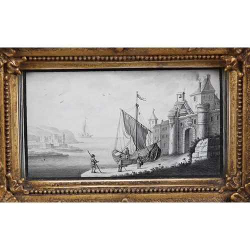 292 - AFTER JAN II VAN DE VELDE (c.1593-1641), Masted sailing ship off the coast and fishing boat setting ... 