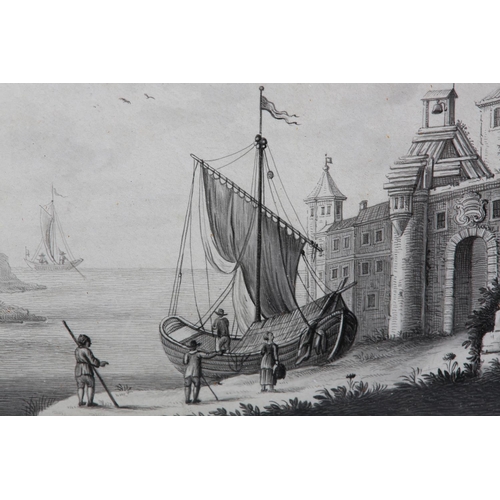 292 - AFTER JAN II VAN DE VELDE (c.1593-1641), Masted sailing ship off the coast and fishing boat setting ... 