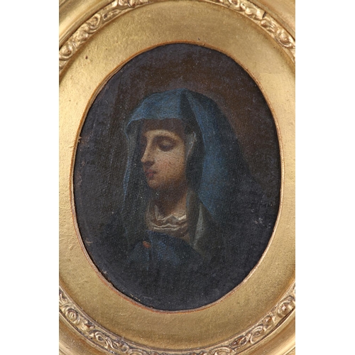 281 - EUROPEAN SCHOOL MID 19TH CENTURY, The Virgin Mary, head and shoulder portrait, oil on canvas later l... 