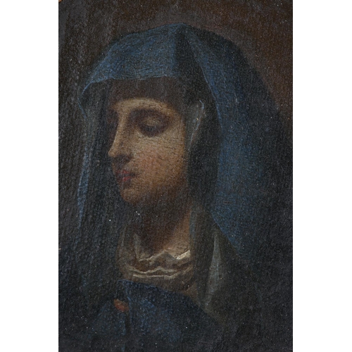 281 - EUROPEAN SCHOOL MID 19TH CENTURY, The Virgin Mary, head and shoulder portrait, oil on canvas later l... 