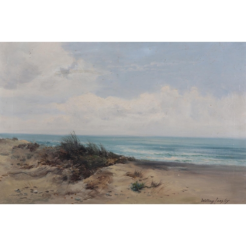 276 - WILLIAM LANGLEY (1880-1920), Coastal landscape, dunes and shoreline, oil on canvas, signed to lower ... 