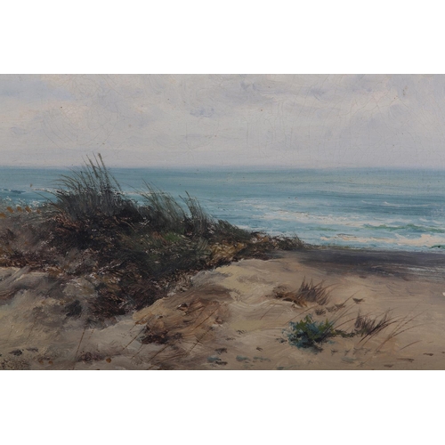 276 - WILLIAM LANGLEY (1880-1920), Coastal landscape, dunes and shoreline, oil on canvas, signed to lower ... 