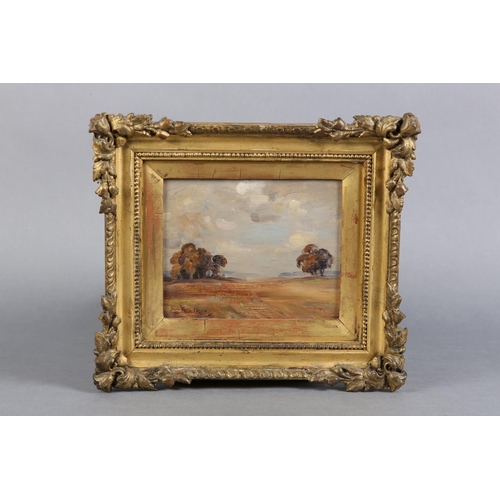 282 - S* WALKER (Late 19th centuty English), 'Autumn', impressionist landscape with autumn trees, oil on b... 