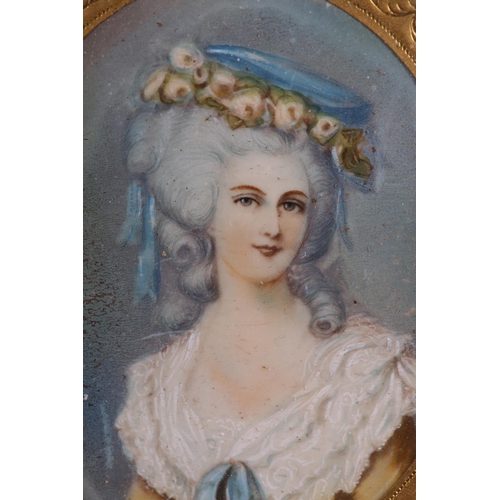 183 - A 19TH CENTURY PORTRAIT MINIATURE OF A LADY, c.1880, head and shoulders in 18th century attire, with... 