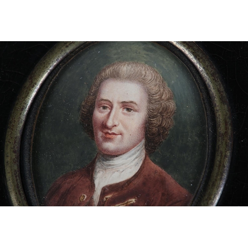 190 - A 19TH CENTURY PORTRAIT MINIATURE OF JEAN JACQUES ROUSSEAU (1712-1778), after Maurice Quentin de La ... 