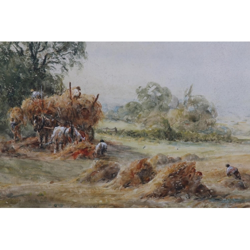 298 - HENRY J KINNAIRD (1880-1920), 'On the Ouse' cattle watering and 'A Sussex Cornfield' harvesting scen... 