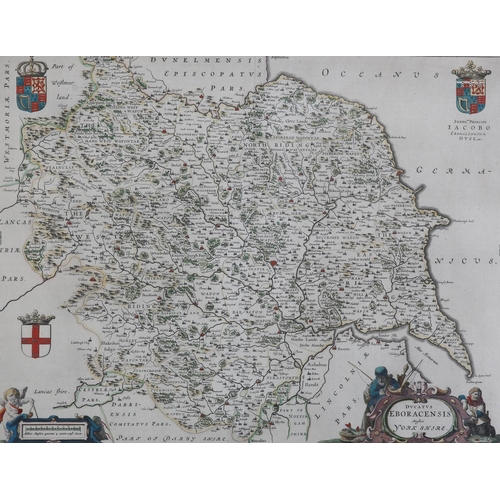 119 - BLAEU (JOHANNES) (1596-1673), Ducatus Eboracensis Anglice York Shire, hand coloured engraved map, ca... 