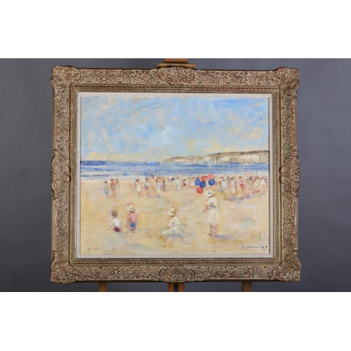 287 - ARR WALTER JOHN BEAUVAIS (1942-1998), Beach scene with children, oil on canvas, signed to lower righ... 