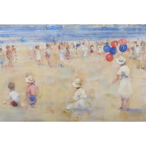 287 - ARR WALTER JOHN BEAUVAIS (1942-1998), Beach scene with children, oil on canvas, signed to lower righ... 