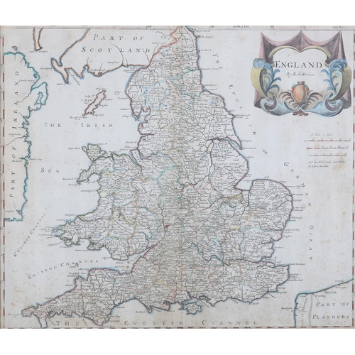 121 - ROBERT MORDEN (1650-1703), England and Hertford Shire 17th century, two engraved maps with colour, c... 