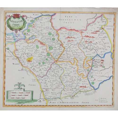 122 - ROBERT MORDEN (1650-1703), Huntingdon Shire, Bedford Shire and Leicester Shire 17th century, three e... 