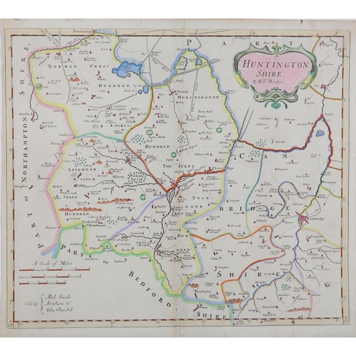 122 - ROBERT MORDEN (1650-1703), Huntingdon Shire, Bedford Shire and Leicester Shire 17th century, three e... 