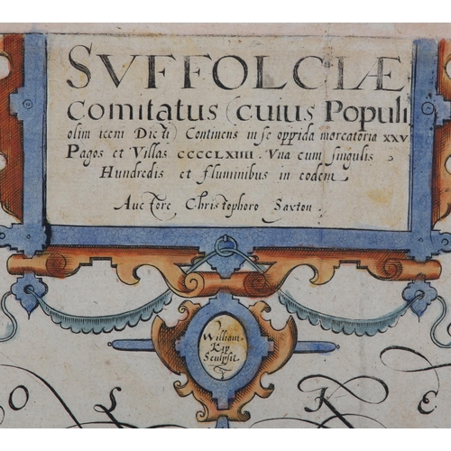 123 - WILLIAM KIPP AFTER CHRISTOPHER SAXTON (1540-1610), Suffolciae - comitatus cuius Populi, 17th century... 