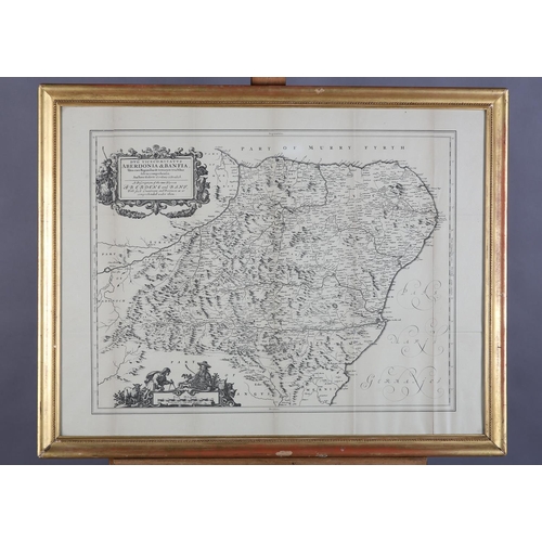 120 - AFTER BLAEU (JOHANNES) (1596-1673), Duo Vicecomitatus Aberdonia and Banfia printed map with cartouch... 