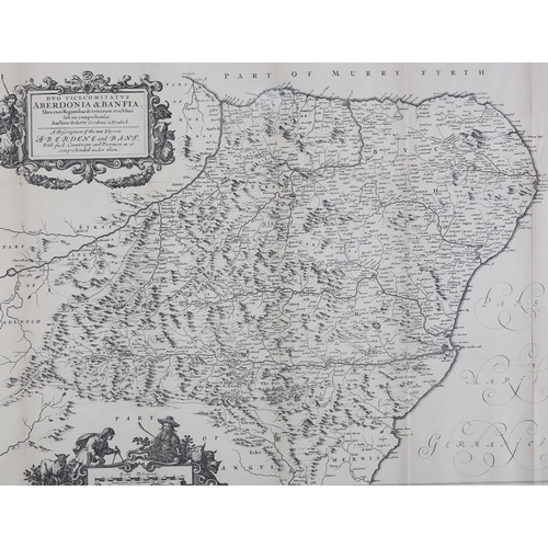 120 - AFTER BLAEU (JOHANNES) (1596-1673), Duo Vicecomitatus Aberdonia and Banfia printed map with cartouch... 