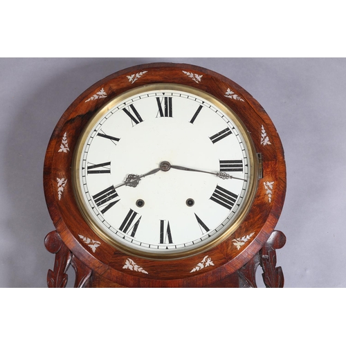 139 - A 19TH CENTURY FRENCH NAPOLEON III WALL CLOCK, white painted dial with black Roman numerals, 24-hour... 