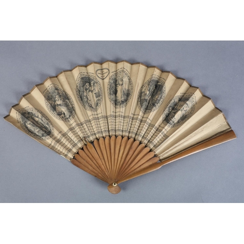 3 - An 18th century engraved fan, The Shepherd’s week, by Gay, with six medallions illustrating the poem... 