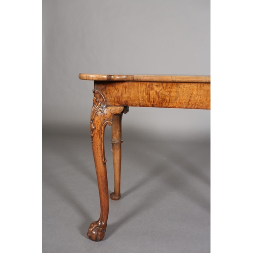 331 - A GEORGE III FIGURED WALNUT SIDE TABLE, crossbanded and quarter veneered of rectangular outline with... 