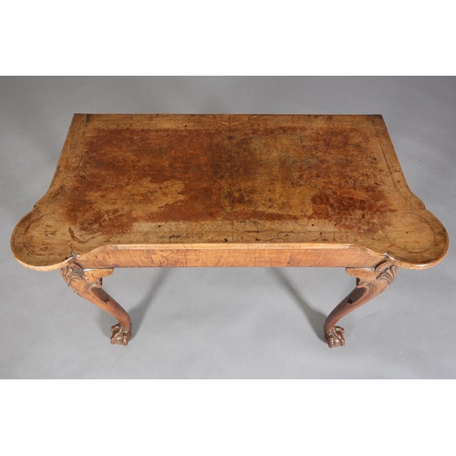 331 - A GEORGE III FIGURED WALNUT SIDE TABLE, crossbanded and quarter veneered of rectangular outline with... 