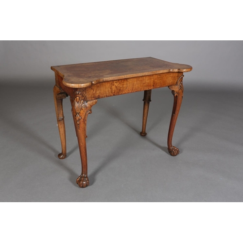 331 - A GEORGE III FIGURED WALNUT SIDE TABLE, crossbanded and quarter veneered of rectangular outline with... 