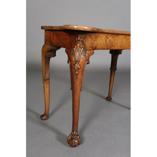 331 - A GEORGE III FIGURED WALNUT SIDE TABLE, crossbanded and quarter veneered of rectangular outline with... 