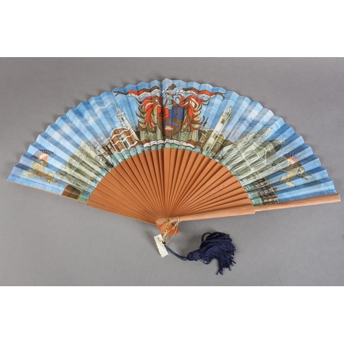 34 - The Worshipful Company of Fanmakers:  Two commemorative fans both bearing the Coat of Arms of  The C... 