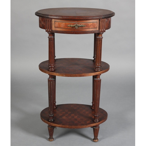 357 - A LATE 19TH/EARLY 20TH CENTURY FRENCH KINGWOOD QUARTER VENEERED ETAGERE, by Les Fils d'Alfred Wimphe... 