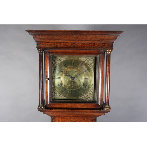 129 - A 19TH CENTURY OAK LONGCASE CLOCK BY WILLIAM SNOW SNR  (1736-1795) OF PATELEY BRIDGE, the 28cm brass... 