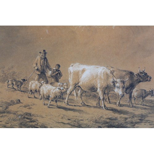 292B - EUGÉNE VERBOECKHOVEN (BELGIAN 1798/99-1881), cattle and sheep with drover and boy, pencil/paper with... 