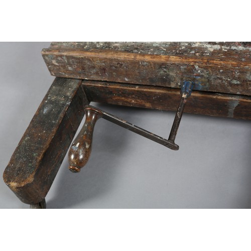 388 - A MID TO LATE 19TH CENTURY ARTIST'S OAK STUDIO EASEL by Lechetier Barbe & Co, turned oak and cast ir... 