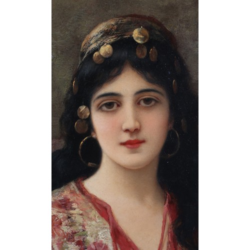 277 - EMILE EISMAN-SEMENOWSKY (Russian c.1857-1911), Portrait of a gipsy girl, head and shoulders, long da... 