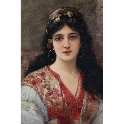 277 - EMILE EISMAN-SEMENOWSKY (Russian c.1857-1911), Portrait of a gipsy girl, head and shoulders, long da... 