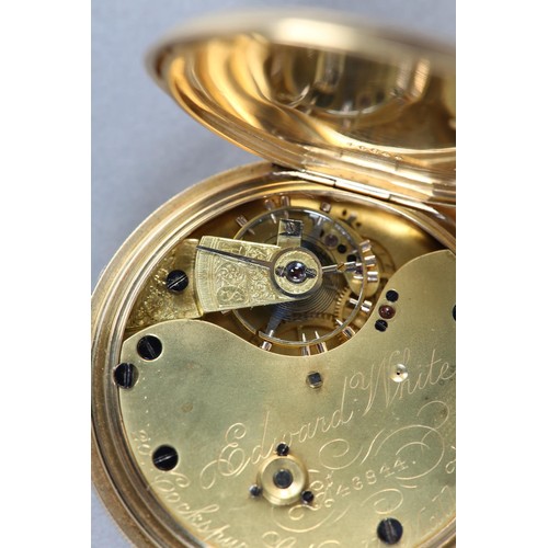 272 - A VICTORIAN POCKET WATCH BY EDWARD WHITE, 20 Cockspur St Pall Mall in 18ct gold half hunter case no.... 