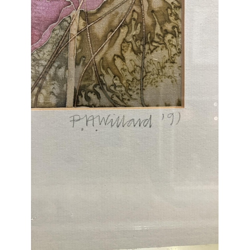 6 - P A Willard (late 20th century), 'A dragonfly over lilypads' and 'Poppies', mixed media, signed to l... 