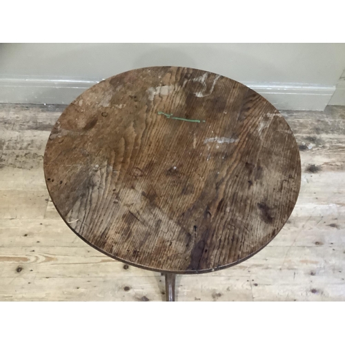 480 - A 19th Century oak circular tripod table, the column has been reduced, 60cm diameter