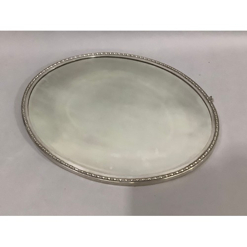 2 - Oval, Art Deco style bevel edged mirror in white metal frame