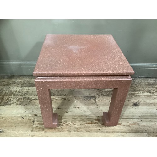 513 - Square, oriental style, Perspex, faux granite table