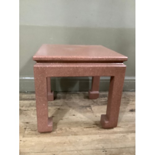 513 - Square, oriental style, Perspex, faux granite table