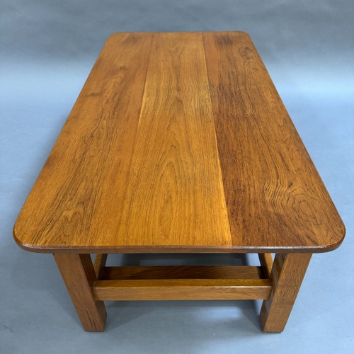 343 - A modern beech coffee table with under tier, 107cm wide, 55cm deep