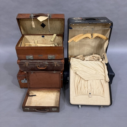 108 - A collection of six vintage travel cases, four of them leather, various sizes