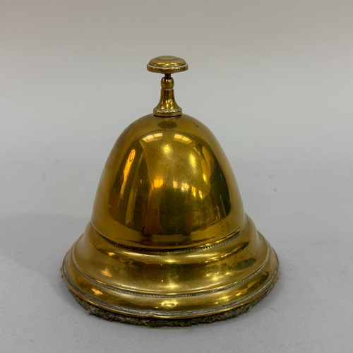 59 - A late Victorian/Edwardian brass shop counter bell, 10cm diameter x 10cm