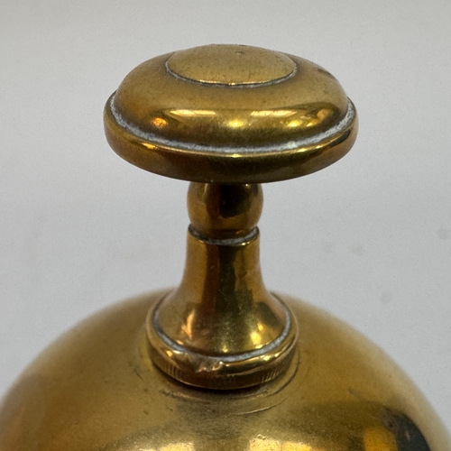 59 - A late Victorian/Edwardian brass shop counter bell, 10cm diameter x 10cm