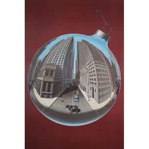 128 - ARR David Mann (1940-2004), Boneshaker/Fisheye View of Wall Street/The Airplane offset lithograph in... 