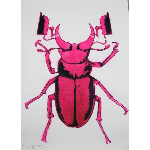 136 - ARR Pete Street aka Detest Petest (b1975), Beetle, serigraph in fuschia and black signed and dated 2... 