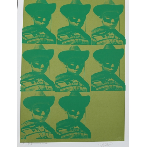 138 - ARR Paul Insect aka PINS (b1971), Multiple Mugshot (Green) 2006, screenprint in colours, signed and ... 