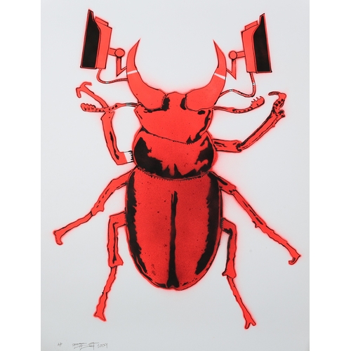 135 - ARR Pete Street aka Detest Petest (b1975), Beetle, serigraph in red and black, signed and dated 2009... 