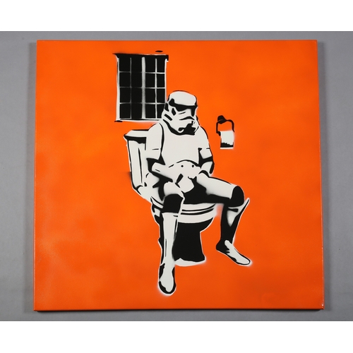 122 - ARR Teves (French 20/21st) Stormpooper, spray paint stencil on orange, signed, dated '08 and no.4/5 ... 